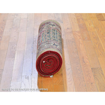 Antique Wool Hand Knotted Rug Brown No Border 3.0X18.0 -O059574