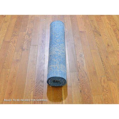 Transitional Wool & Silk Hand Knotted Rug Blue No Border 3.0X5.0 -O059576