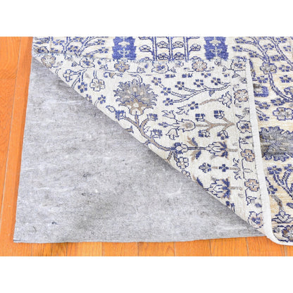 Transitional Wool & Silk Hand Knotted Rug Ivory No Border 2.7X10.1 -O059590