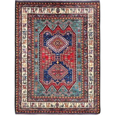 Kazak Wool Hand Knotted Rug Red 5.1x6.7 -O0595