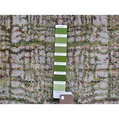Modern and Contemporary Wool & Art Silk Hand Loomed Rug Grey No Border 2.5X7.9 -O059611