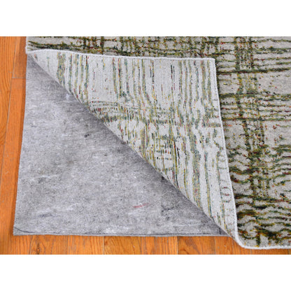 Modern and Contemporary Wool & Art Silk Hand Loomed Rug Grey No Border 2.5X7.9 -O059611