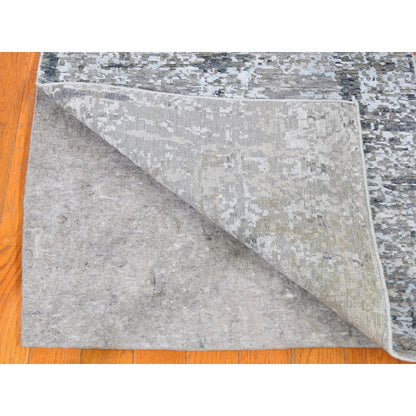 Modern and Contemporary Wool & Silk Hand Knotted Rug Grey No Border 2.5X12.1 -O059617