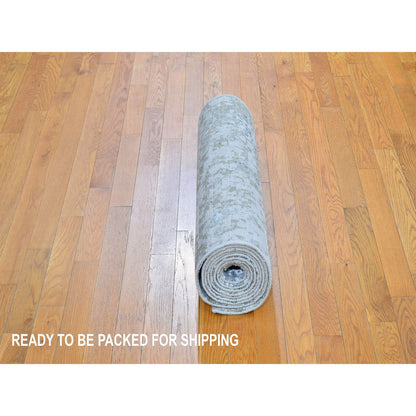 Modern and Contemporary Wool & Silk Hand Knotted Rug Grey No Border 2.5X12.1 -O059617