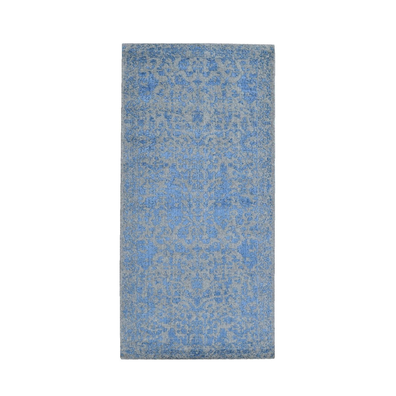 Blue 2'5" x 6'1" Transitional Handloom Wool/Silk Rug - Sku: O059618
