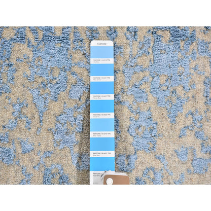 Transitional Wool & Silk Hand Loomed Rug Blue No Border 2.5X6.1 -O059618