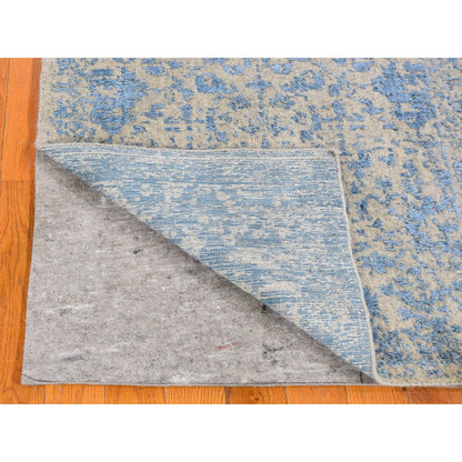 Transitional Wool & Silk Hand Loomed Rug Blue No Border 2.5X6.1 -O059618