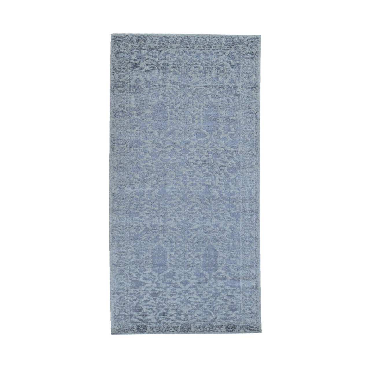 Modern and Contemporary Wool & Silk Hand Loomed Rug Grey No Border 2.5X8.0 -O059620