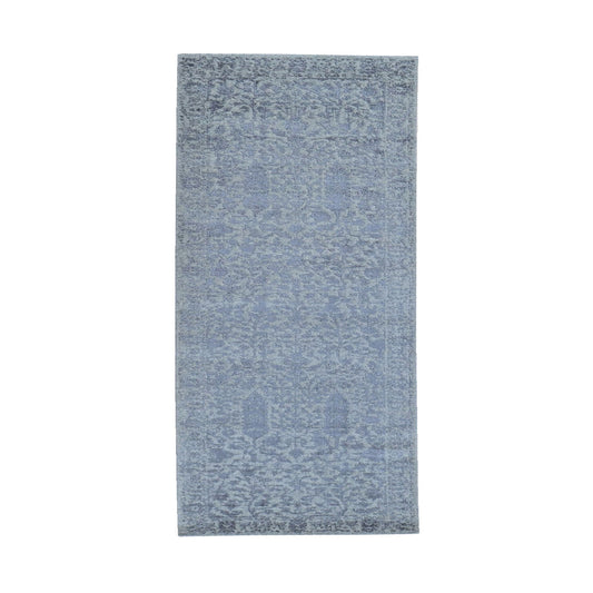 Modern and Contemporary Wool & Silk Hand Loomed Rug Grey No Border 2.5X8.0 -O059620