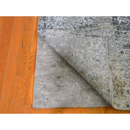 Modern and Contemporary Wool & Silk Hand Knotted Rug Blue No Border 2.6X12.3 -O059623