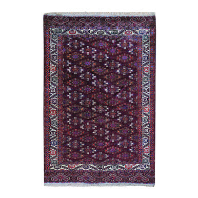 Antique Wool Hand Knotted Rug Red Ivory 6.7X9.6 -O059624
