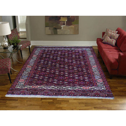Antique Wool Hand Knotted Rug Red Ivory 6.7X9.6 -O059624