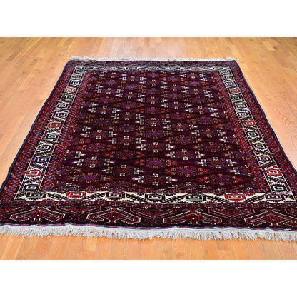 Antique Wool Hand Knotted Rug Red Ivory 6.7X9.6 -O059624
