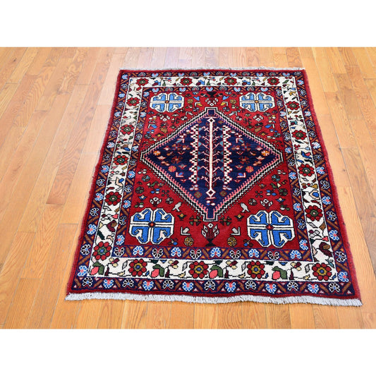 Persian Wool Hand Knotted Rug Red Ivory 3.6X4.9 -O059626