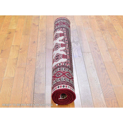 Persian Wool Hand Knotted Rug Ivory Red 4.6X7.0 -O059636