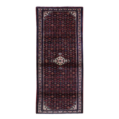 Persian Wool Hand Knotted Rug Red Ivory 3.5X10.4 -O059639