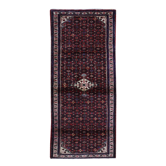 Persian Wool Hand Knotted Rug Red Ivory 3.5X10.4 -O059639
