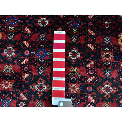 Persian Wool Hand Knotted Rug Red Ivory 3.5X10.4 -O059639