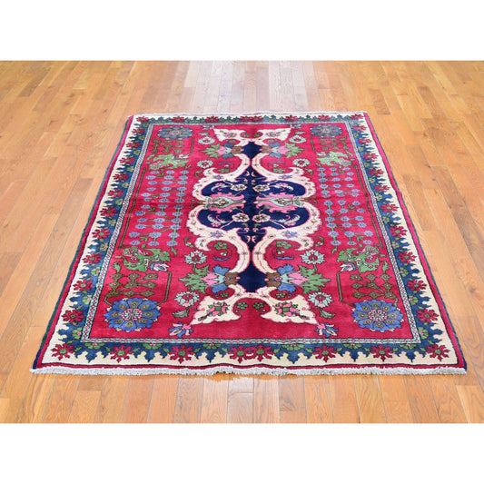 Persian Wool Hand Knotted Rug Red No Border 4.10X7.2 -O059643