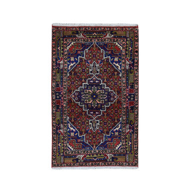 Persian Wool Hand Knotted Rug Red Denim Blue 3.4X5.10 -O059657