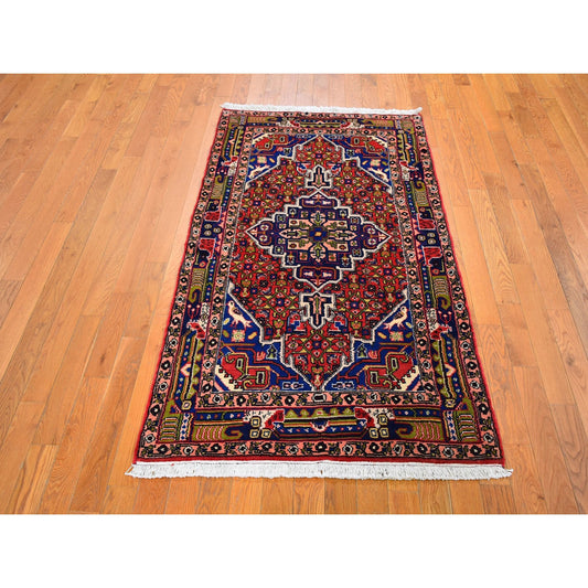 Persian Wool Hand Knotted Rug Red Denim Blue 3.4X5.10 -O059657