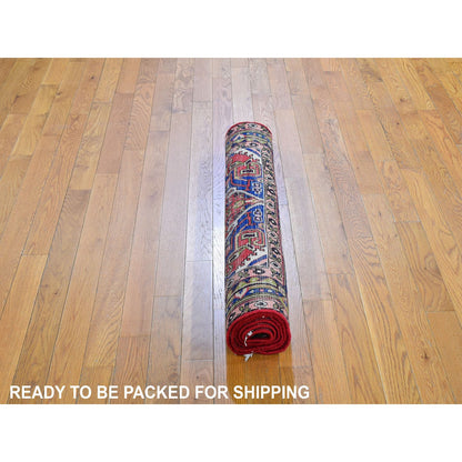 Persian Wool Hand Knotted Rug Red Denim Blue 3.4X5.10 -O059657