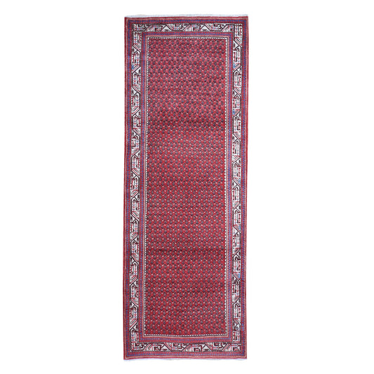 Persian Wool Hand Knotted Rug Red Ivory 3.8X9.9 -O059666