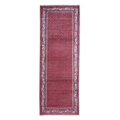 Persian Wool Hand Knotted Rug Red Ivory 3.8X9.9 -O059666