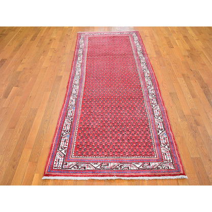 Persian Wool Hand Knotted Rug Red Ivory 3.8X9.9 -O059666