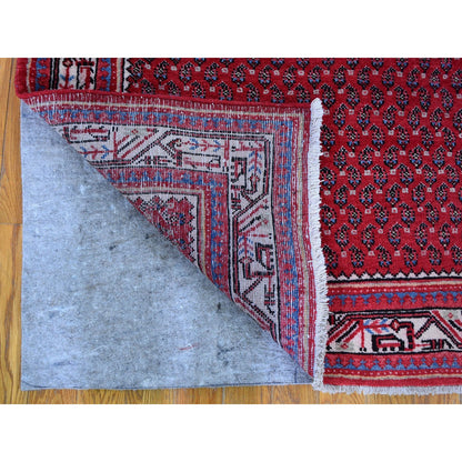 Persian Wool Hand Knotted Rug Red Ivory 3.8X9.9 -O059666