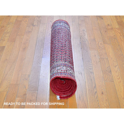 Persian Wool Hand Knotted Rug Red Ivory 3.8X9.9 -O059666