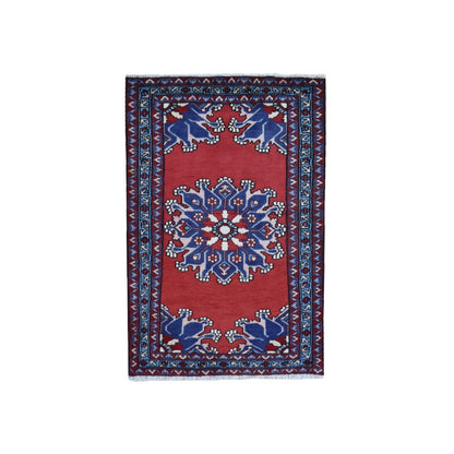 Persian Wool Hand Knotted Rug Red Light Blue 2.8X4.0 -O059671