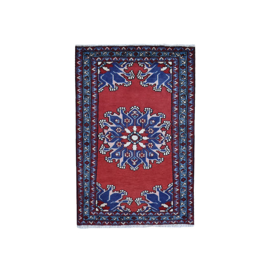 Persian Wool Hand Knotted Rug Red Light Blue 2.8X4.0 -O059671