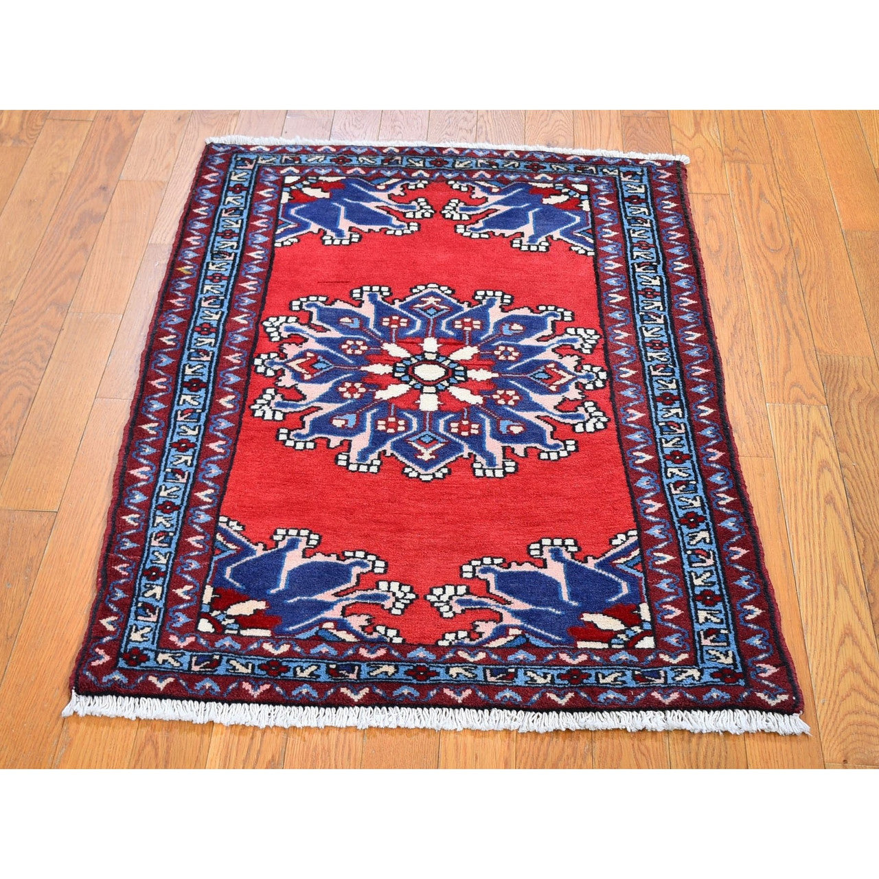 Persian Wool Hand Knotted Rug Red Light Blue 2.8X4.0 -O059671