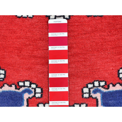 Persian Wool Hand Knotted Rug Red Light Blue 2.8X4.0 -O059671