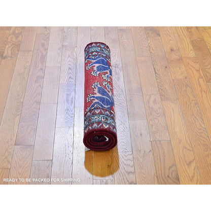 Persian Wool Hand Knotted Rug Red Light Blue 2.8X4.0 -O059671