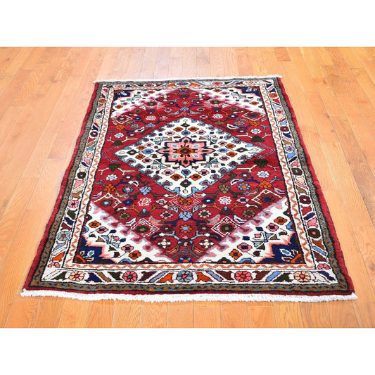 Persian Wool Hand Knotted Rug Red Ivory 3.6X5.3 -O059678