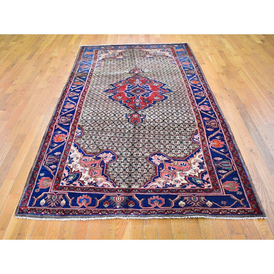 Persian Wool Hand Knotted Rug Brown Navy Blue 5.3X10.6 -O059683