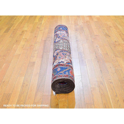 Persian Wool Hand Knotted Rug Brown Navy Blue 5.3X10.6 -O059683