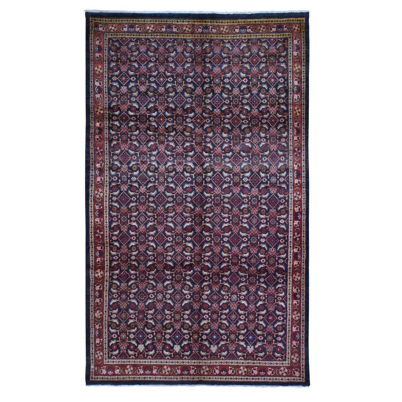 Black 6'1" x 10'0" Persian Hand knotted Wool Rug - Sku: O059697