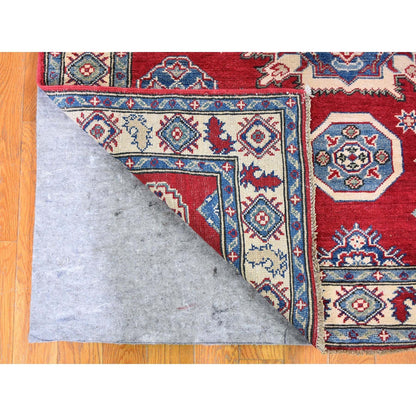Kazak Wool Hand Knotted Rug Red Ivory 3.10X17.3 -O059699