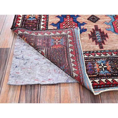 Kazak Wool Hand Knotted Rug Orange 5.0x6.7 -O0596
