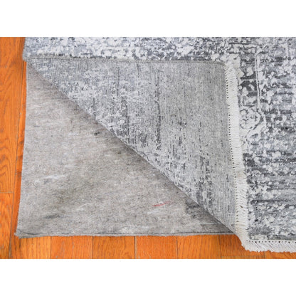 Modern and Contemporary Wool & Silk Hand Knotted Rug Grey No Border 2.5X12.0 -O059706