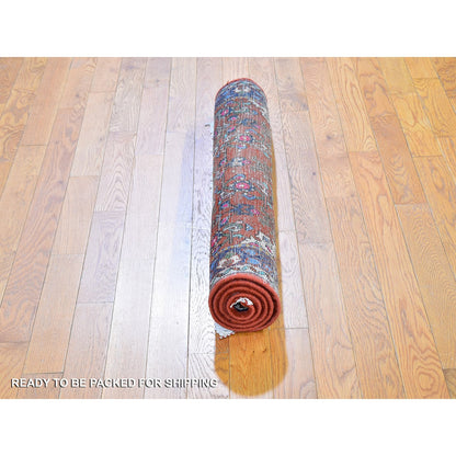 Persian Wool Hand Knotted Rug Orange Navy Blue 3.3X4.5 -O059709