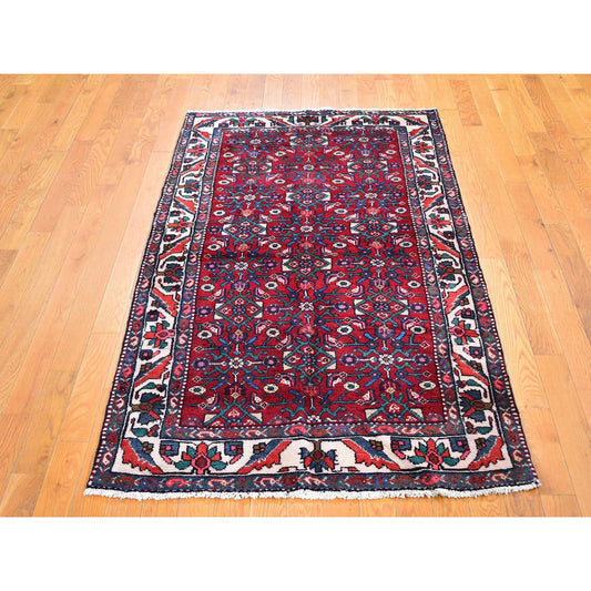 Persian Wool Hand Knotted Rug Red Ivory 3.6X6.3 -O059717