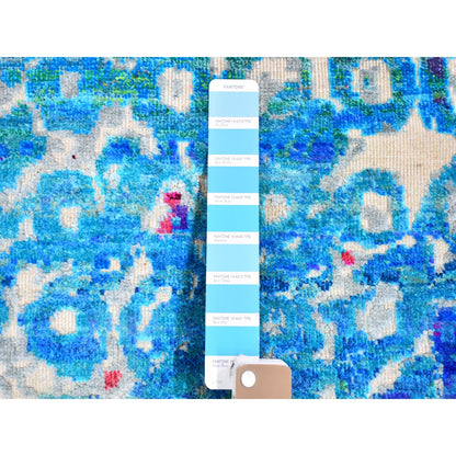 Transitional Wool & Silk Hand Knotted Rug Blue No Border 4.0X6.0 -O059719