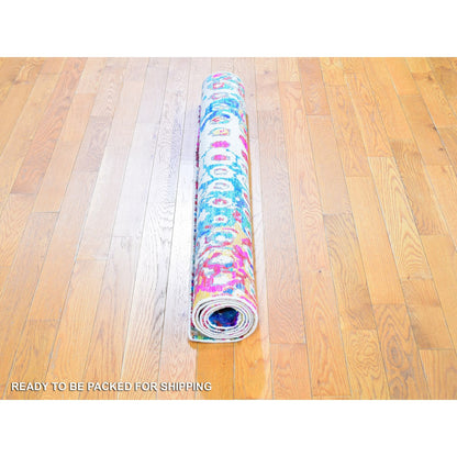 Transitional Wool & Silk Hand Knotted Rug Blue No Border 4.0X6.0 -O059719