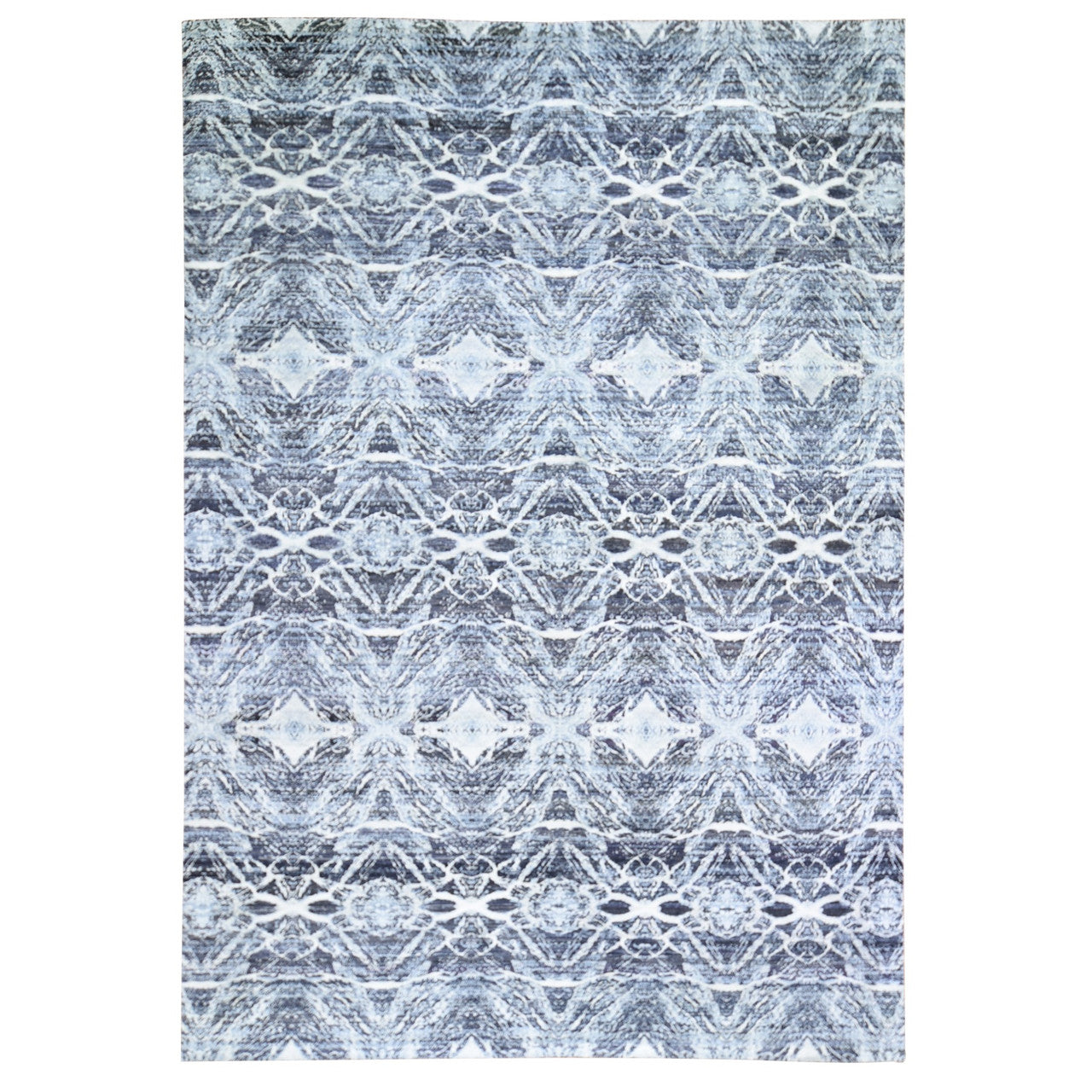 Black 8'8" x 12'1" Modern and Contemporary Hand knotted Silk Rug - Sku: O059722