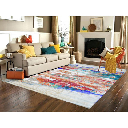 Modern and Contemporary Silk Hand Knotted Rug Orange No Border 9.0X12.3 -O059725