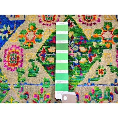 Mamluk Wool & Art Silk Hand Knotted Rug Green No Border 5.0X7.0 -O059728